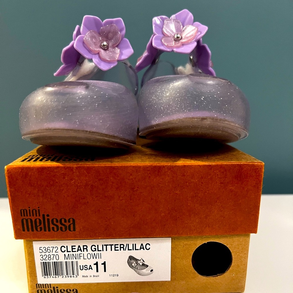 Mini Melissa Clear Glitter Lilac Toddler Girl Shoes